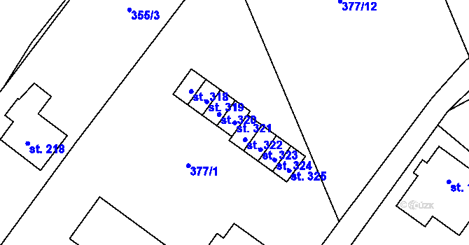 Parcela st. 321 v KÚ Orlice, Katastrální mapa