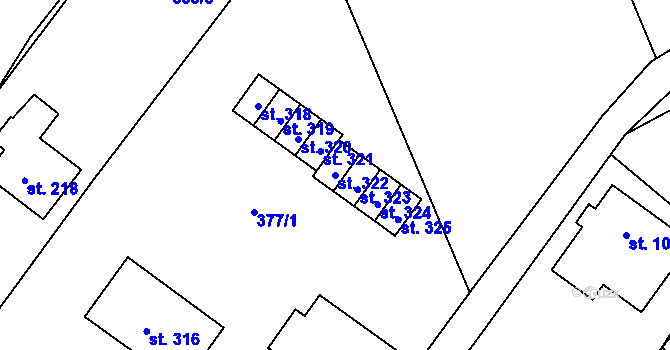 Parcela st. 322 v KÚ Orlice, Katastrální mapa