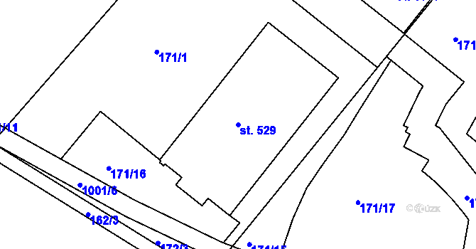 Parcela st. 529 v KÚ Orlice, Katastrální mapa