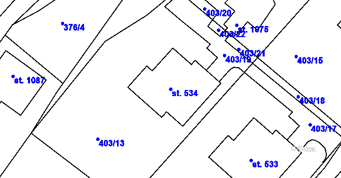 Parcela st. 534 v KÚ Orlice, Katastrální mapa