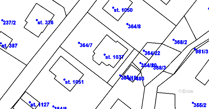 Parcela st. 1037 v KÚ Orlice, Katastrální mapa