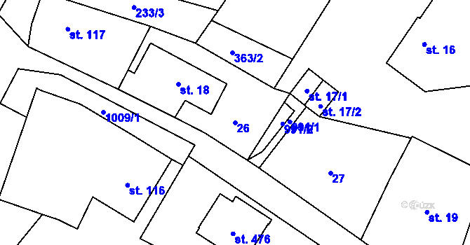 Parcela st. 26 v KÚ Orlice, Katastrální mapa