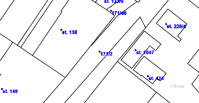 Parcela st. 171/2 v KÚ Orlice, Katastrální mapa