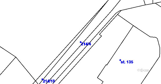 Parcela st. 214/4 v KÚ Orlice, Katastrální mapa