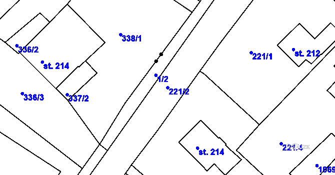 Parcela st. 221/2 v KÚ Orlice, Katastrální mapa