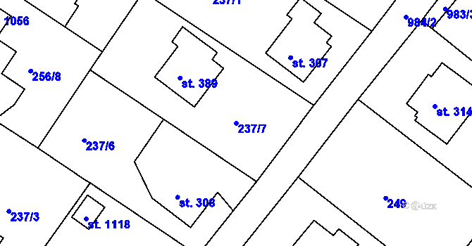 Parcela st. 237/7 v KÚ Orlice, Katastrální mapa