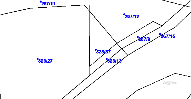 Parcela st. 323/37 v KÚ Orlice, Katastrální mapa