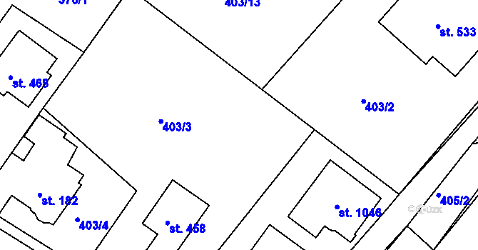 Parcela st. 403/7 v KÚ Orlice, Katastrální mapa