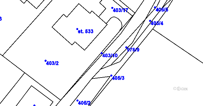 Parcela st. 403/10 v KÚ Orlice, Katastrální mapa