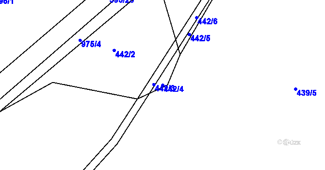 Parcela st. 442/4 v KÚ Orlice, Katastrální mapa