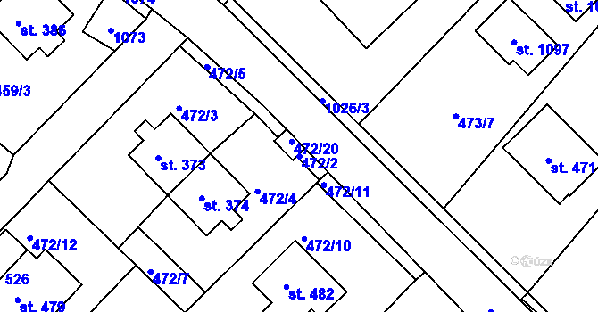 Parcela st. 472/2 v KÚ Orlice, Katastrální mapa