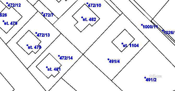 Parcela st. 472/9 v KÚ Orlice, Katastrální mapa