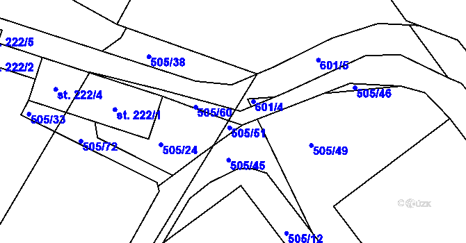 Parcela st. 505/61 v KÚ Orlice, Katastrální mapa