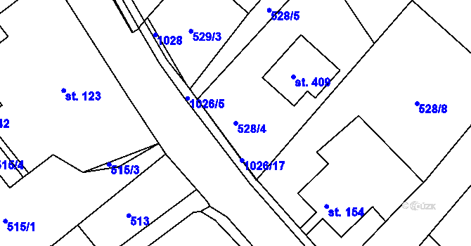 Parcela st. 528/4 v KÚ Orlice, Katastrální mapa