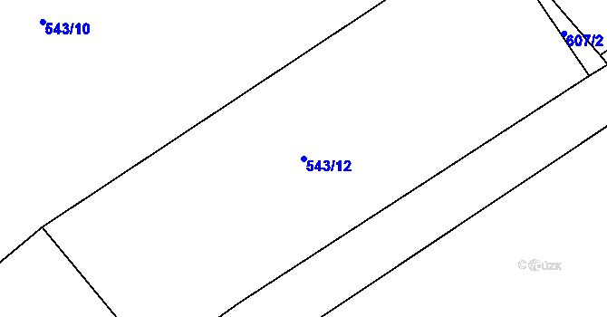 Parcela st. 543/12 v KÚ Orlice, Katastrální mapa