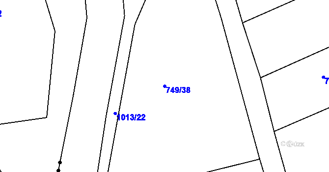 Parcela st. 749/38 v KÚ Orlice, Katastrální mapa