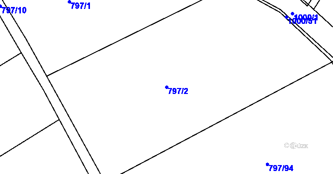 Parcela st. 797/2 v KÚ Orlice, Katastrální mapa