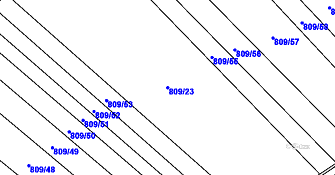 Parcela st. 809/23 v KÚ Orlice, Katastrální mapa