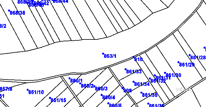 Parcela st. 863/1 v KÚ Orlice, Katastrální mapa