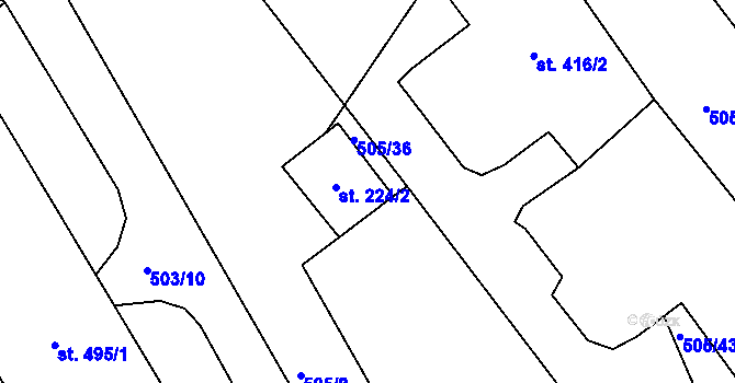 Parcela st. 224/1 v KÚ Orlice, Katastrální mapa
