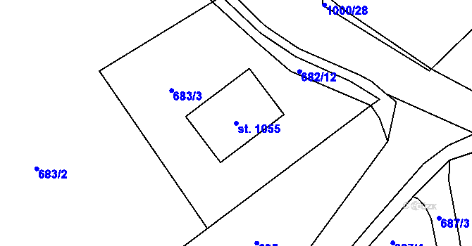 Parcela st. 1055 v KÚ Orlice, Katastrální mapa