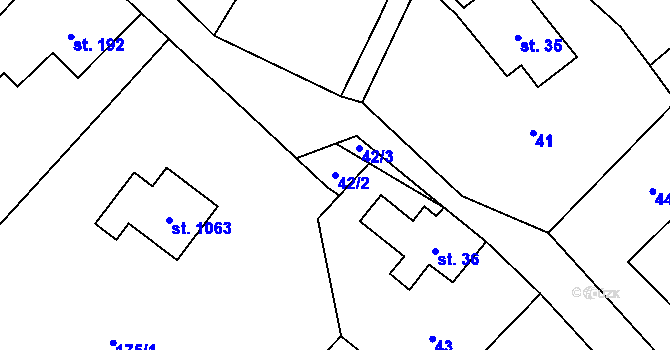 Parcela st. 42/2 v KÚ Orlice, Katastrální mapa