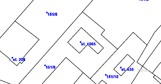 Parcela st. 1065 v KÚ Orlice, Katastrální mapa