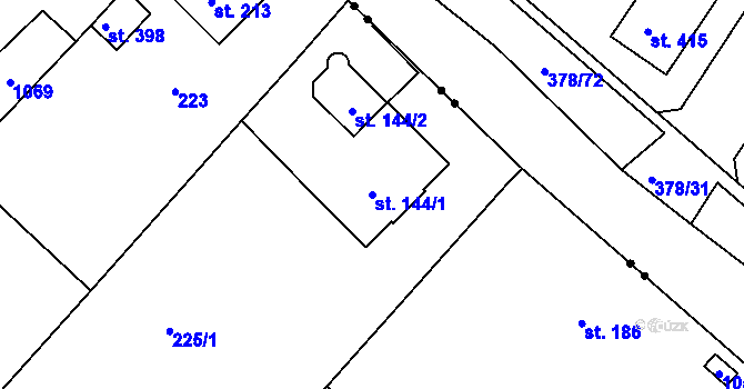 Parcela st. 144/1 v KÚ Orlice, Katastrální mapa