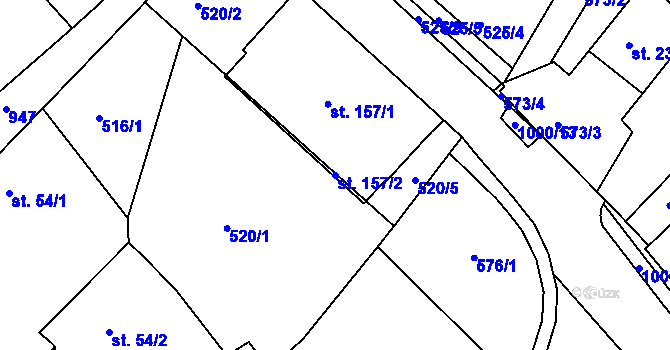 Parcela st. 157/2 v KÚ Orlice, Katastrální mapa