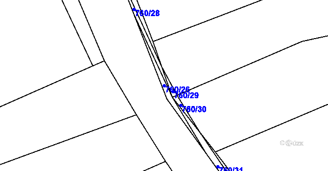 Parcela st. 760/26 v KÚ Orlice, Katastrální mapa