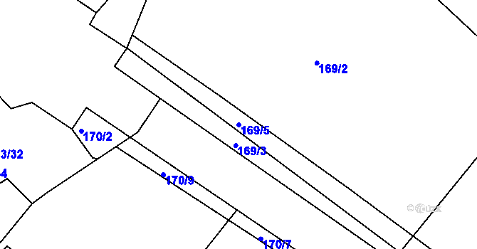Parcela st. 169/5 v KÚ Orlice, Katastrální mapa