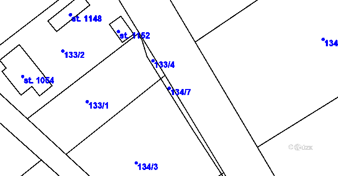 Parcela st. 134/7 v KÚ Orlice, Katastrální mapa