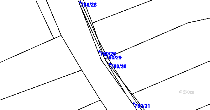 Parcela st. 760/29 v KÚ Orlice, Katastrální mapa