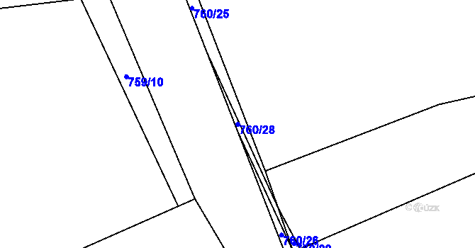 Parcela st. 760/28 v KÚ Orlice, Katastrální mapa