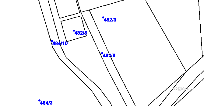 Parcela st. 482/8 v KÚ Orlice, Katastrální mapa