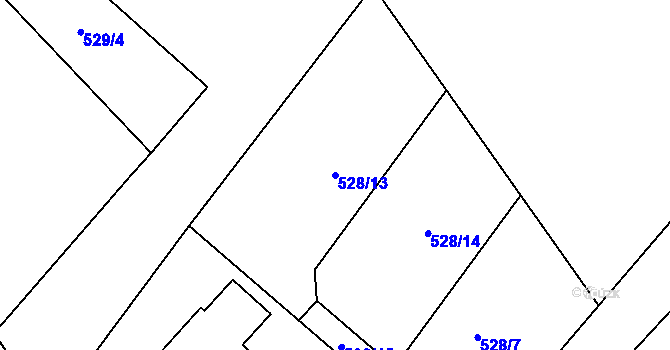 Parcela st. 528/13 v KÚ Orlice, Katastrální mapa