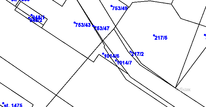 Parcela st. 1014/6 v KÚ Orlice, Katastrální mapa