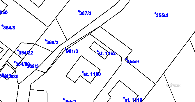 Parcela st. 1162 v KÚ Orlice, Katastrální mapa