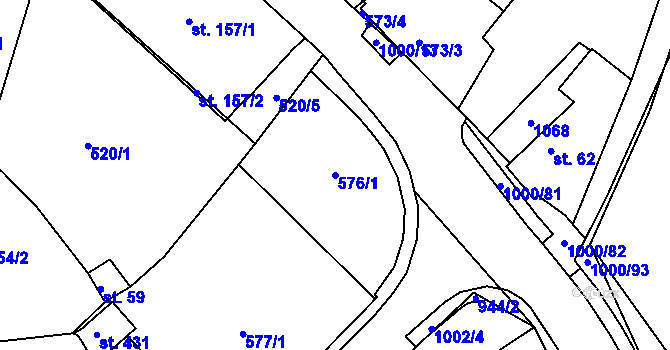 Parcela st. 576/1 v KÚ Orlice, Katastrální mapa