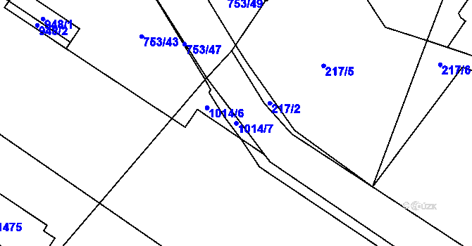 Parcela st. 1014/7 v KÚ Orlice, Katastrální mapa