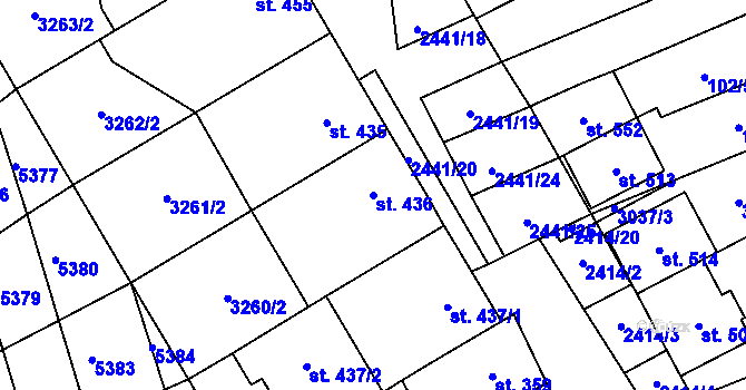 Parcela st. 436 v KÚ Letonice, Katastrální mapa