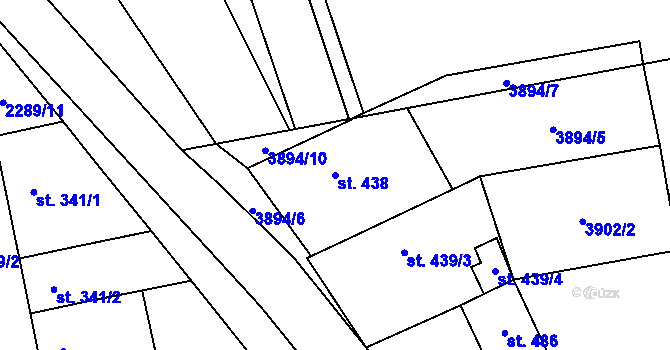 Parcela st. 438 v KÚ Letonice, Katastrální mapa