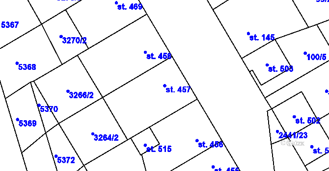 Parcela st. 457 v KÚ Letonice, Katastrální mapa