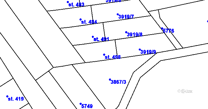 Parcela st. 498 v KÚ Letonice, Katastrální mapa