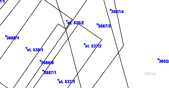 Parcela st. 537/2 v KÚ Letonice, Katastrální mapa