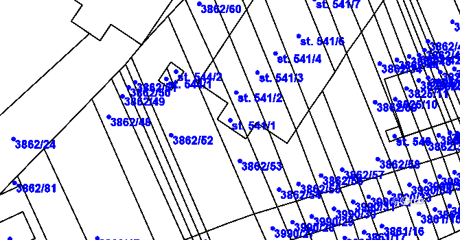 Parcela st. 541/1 v KÚ Letonice, Katastrální mapa