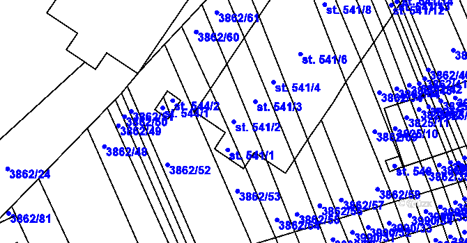 Parcela st. 541/2 v KÚ Letonice, Katastrální mapa