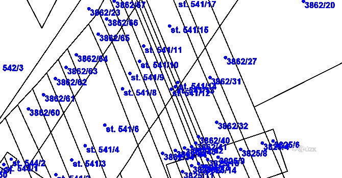 Parcela st. 541/12 v KÚ Letonice, Katastrální mapa