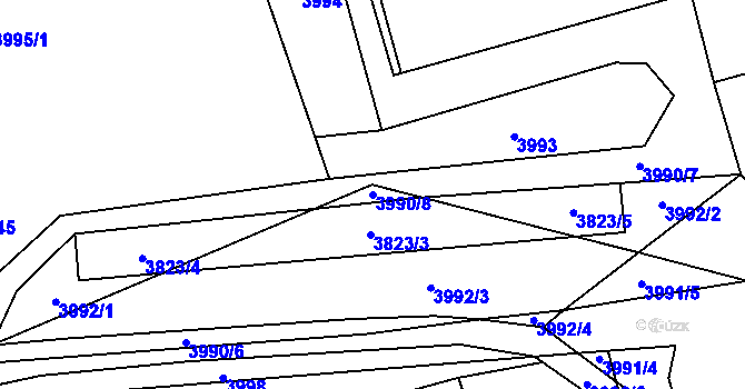 Parcela st. 3990/8 v KÚ Letonice, Katastrální mapa