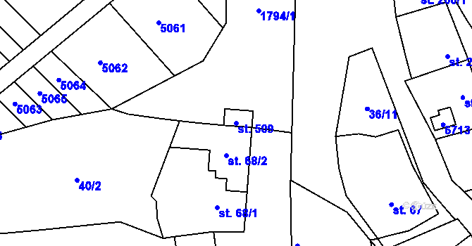 Parcela st. 509 v KÚ Letonice, Katastrální mapa